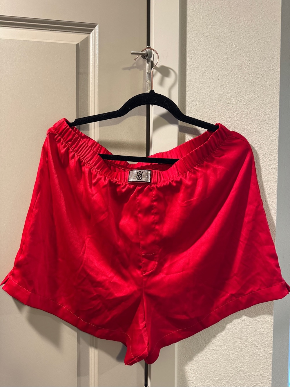 VS Red Satin Lounge Shorts